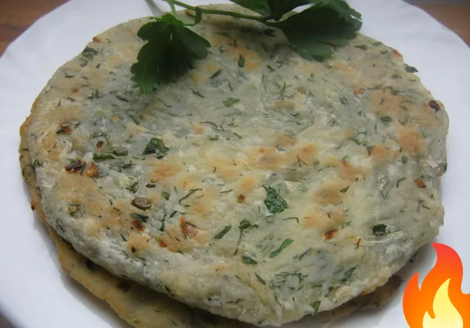 Постер Лепешки чалпак с луком