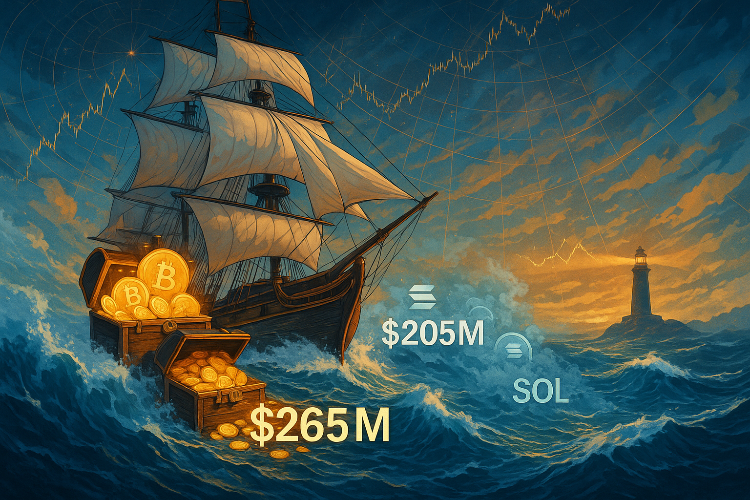 Digital representation of cryptocurrency assets shifting from Solana to Bitcoin