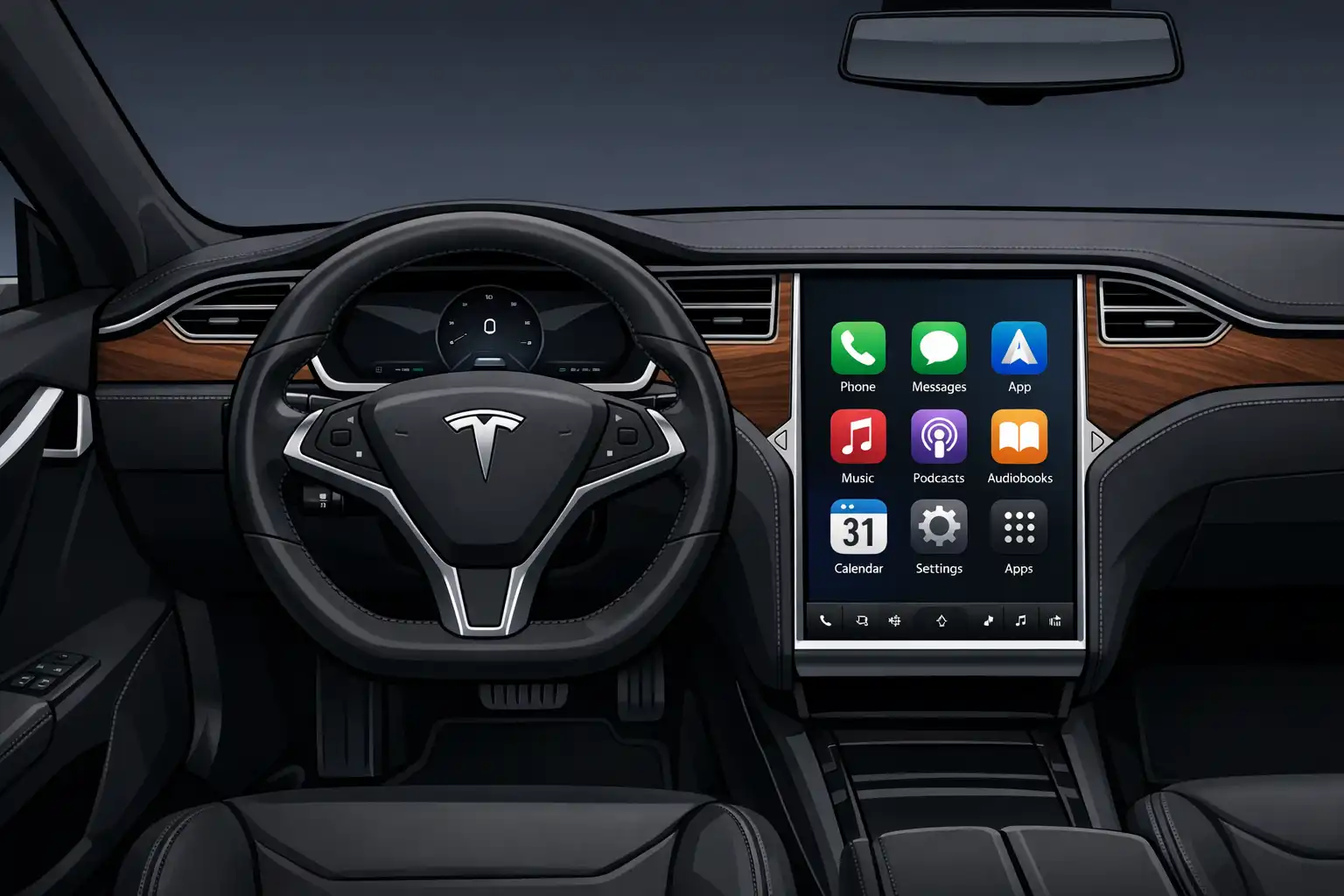 Intérieur Tesla Model S 2015 sans Android Auto