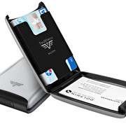 Credit Card Case Silver Silk Open Close
