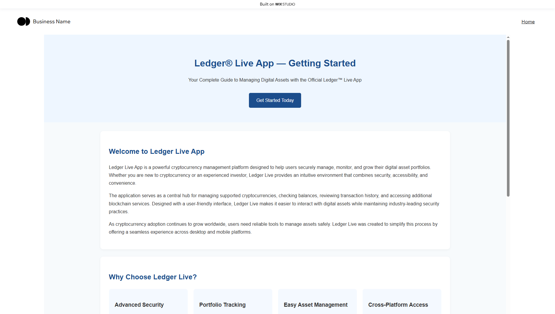 Forensic screenshot of ledzer-liveapp.wixstudio.com showing the phishing page layout