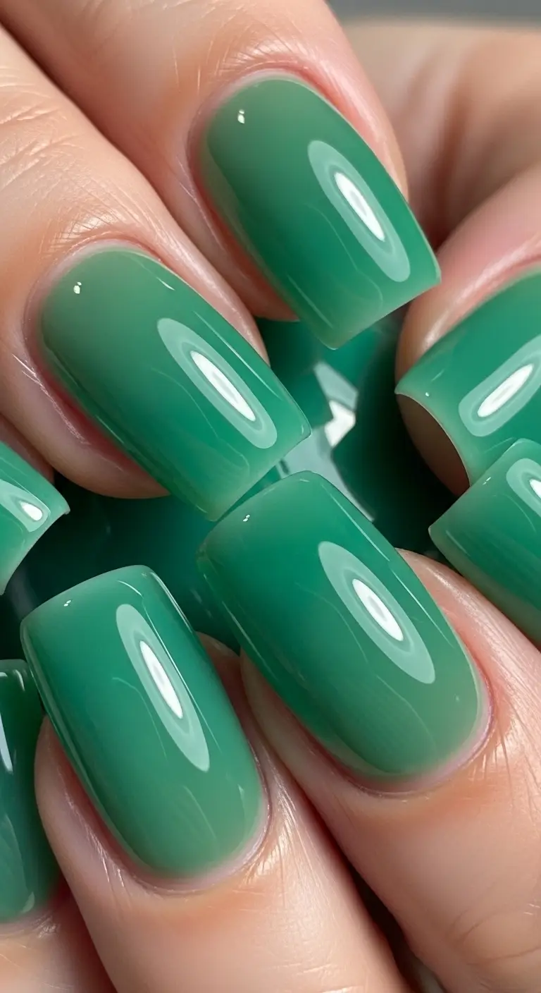 Jade Jelly Translucent Short Square Nails