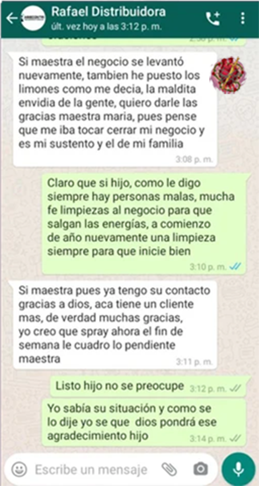 Testimonio de cliente por WhatsApp 1