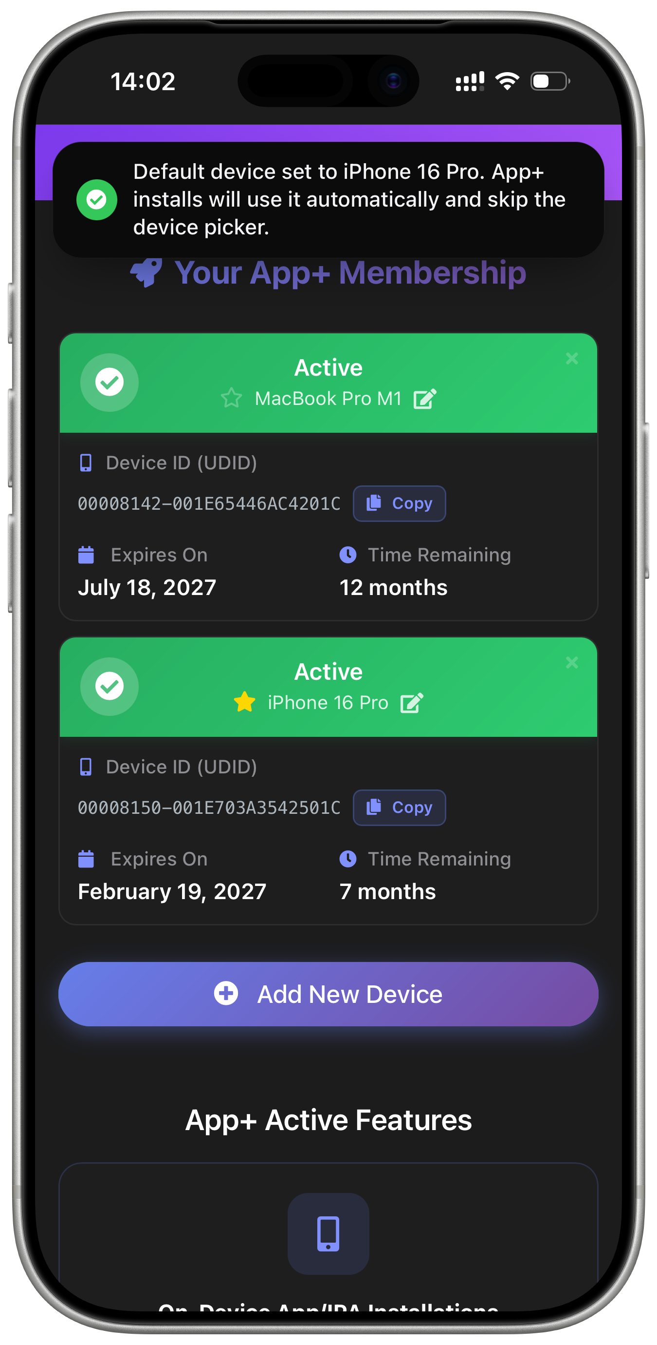 iOSGods App+ Setting a Default Device