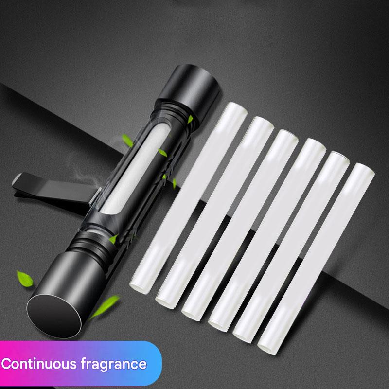 Black Mini Car Air Vent Perfume Freshener with 6 Scent Refills Aluminum Alloy Aromatherapy