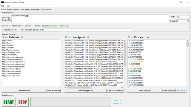 Mass Site Visitor Windows Application