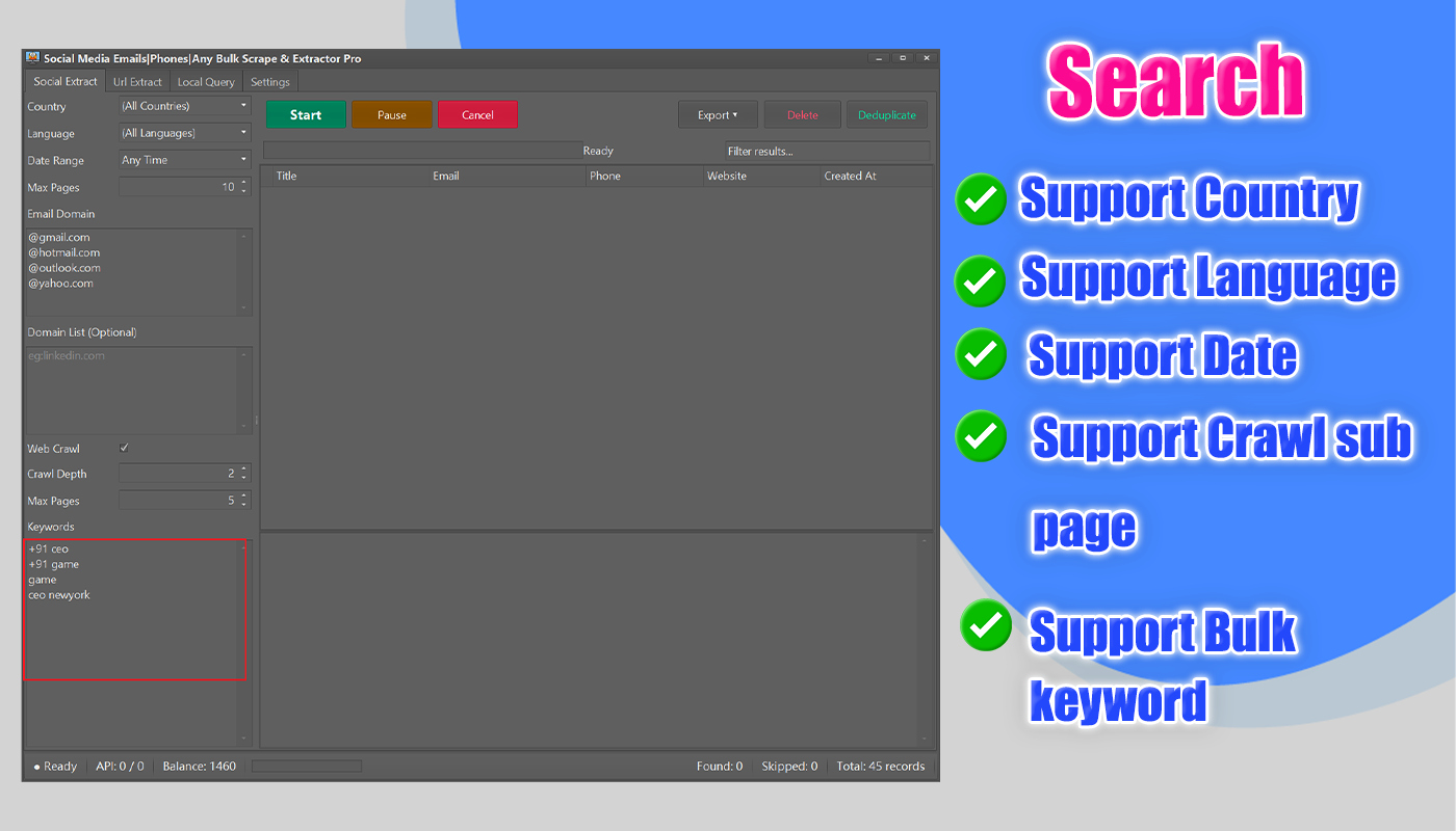 Social Media Data Extractor Windows App with API