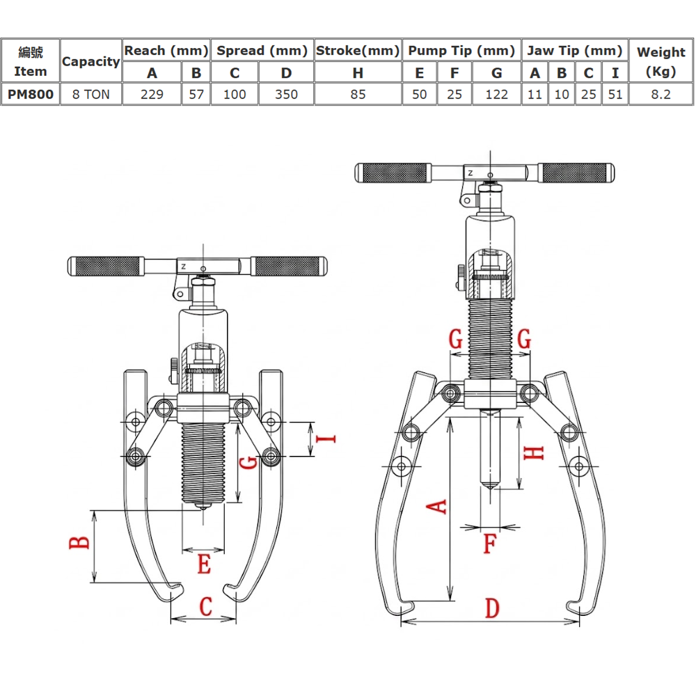 JTC-PM800 HYDRAULIC PULLER