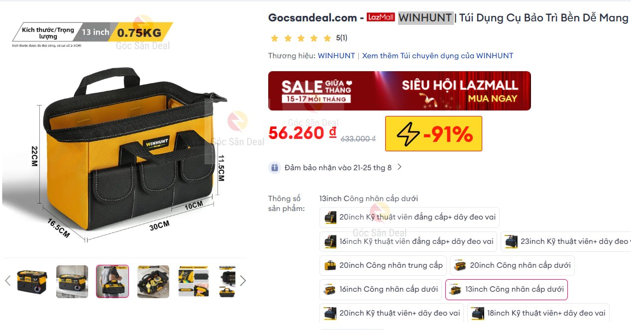 WINHUNT | Túi Dụng Cụ Di Động Bền Cho Dụng Cụ Điện