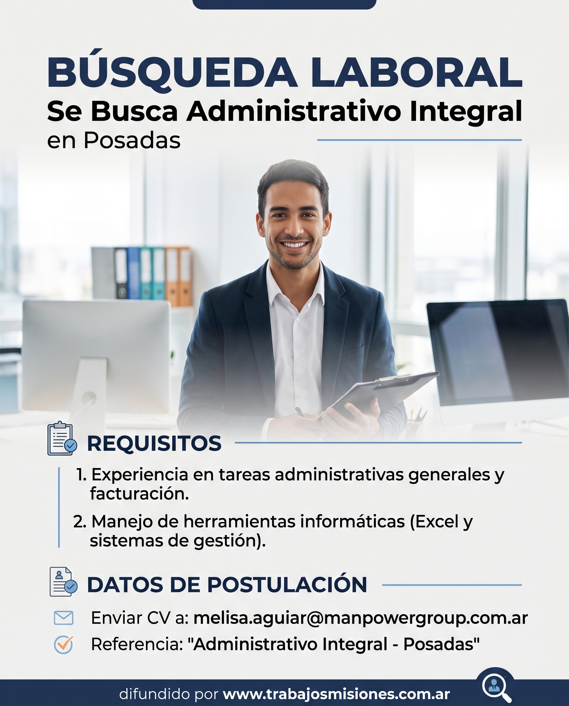 Se Busca Administrativo Integral en Posadas