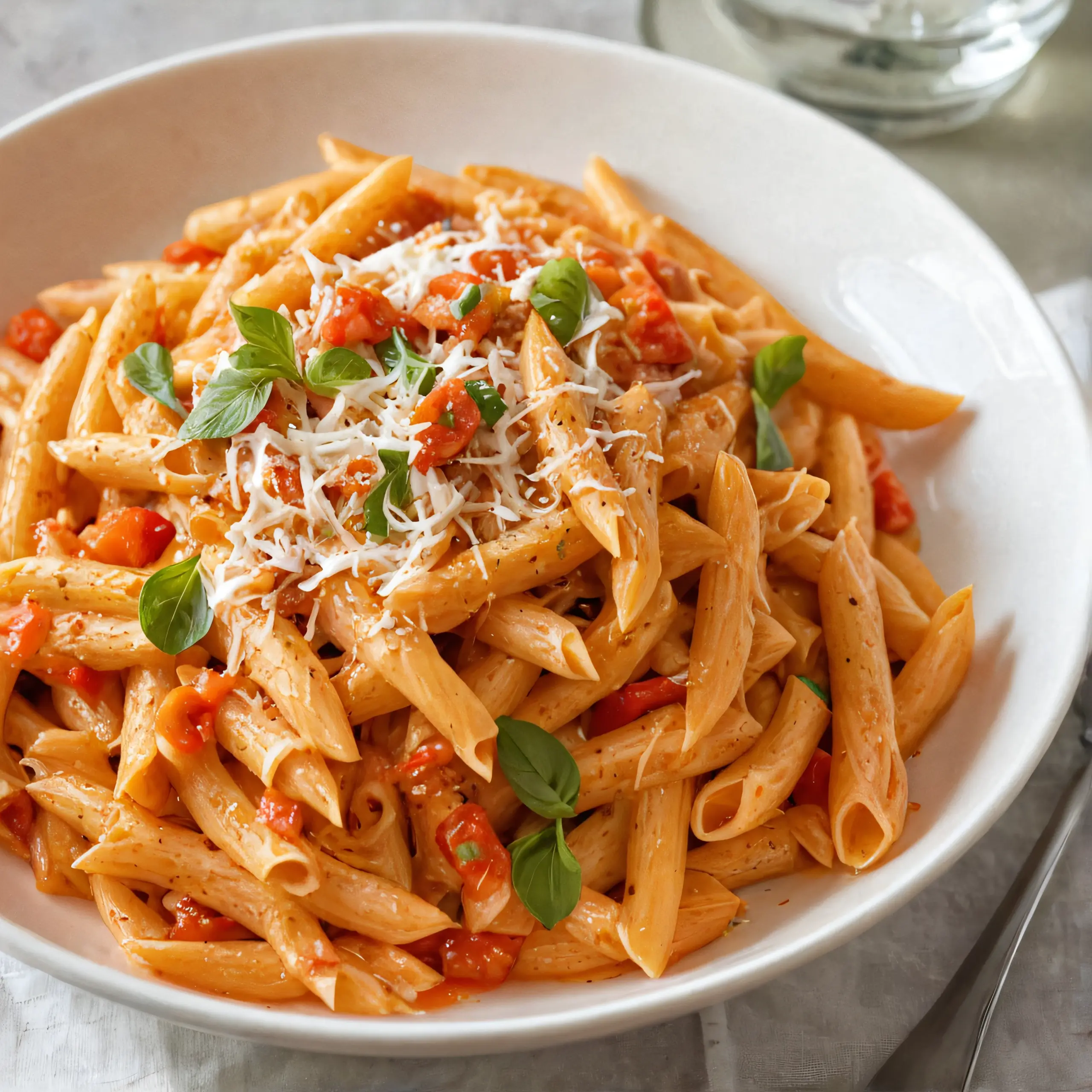 Roasted Red Pepper Pasta with Cream Sauce
