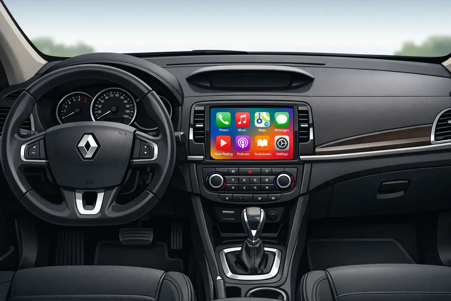 Intérieur Renault Fluence 2015 avant installation CarPlay