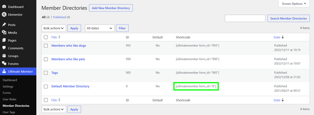 UM Member Directories (Shortcode)