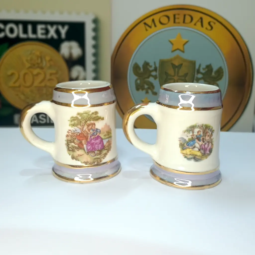 Par Mini Canecas Porcelana Condessa Blumenau SC Vintage Coleção Rara.
