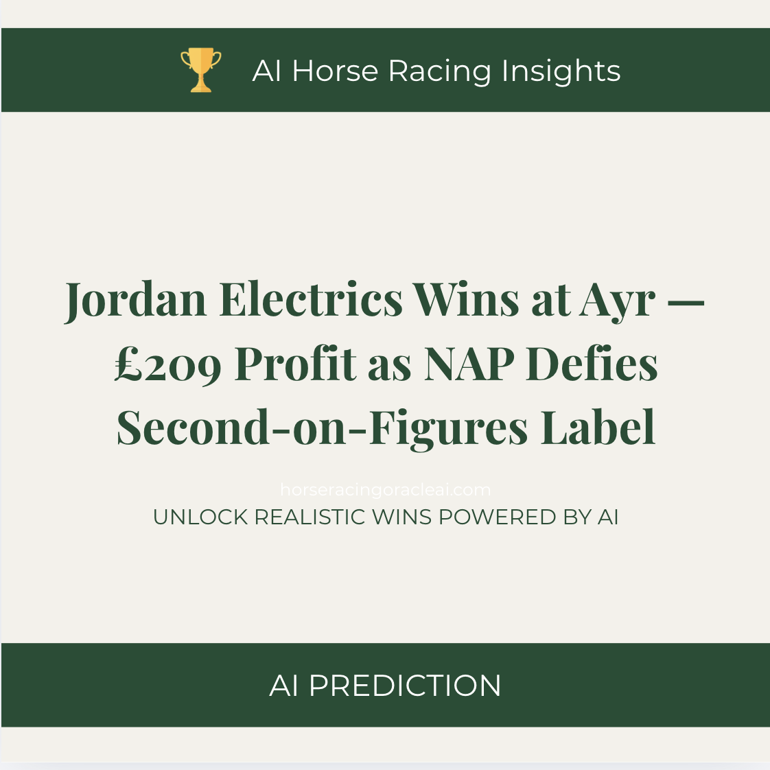Jordan Electrics Wins at Ayr — £209 Profit as NAP Defies Second-on-Figures Label