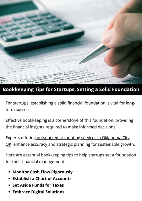 Establishing a solid foundation for bookkeeping is a fundamental aspect of startup success. By embracing digital solutions, separating finances, maintaining a comprehensive chart of accounts, and implementing sound financial practices, startups can build a robust framework for financial management. To know more visit here https://www.boulangercpa.com/accounting-oklahoma-city-ok