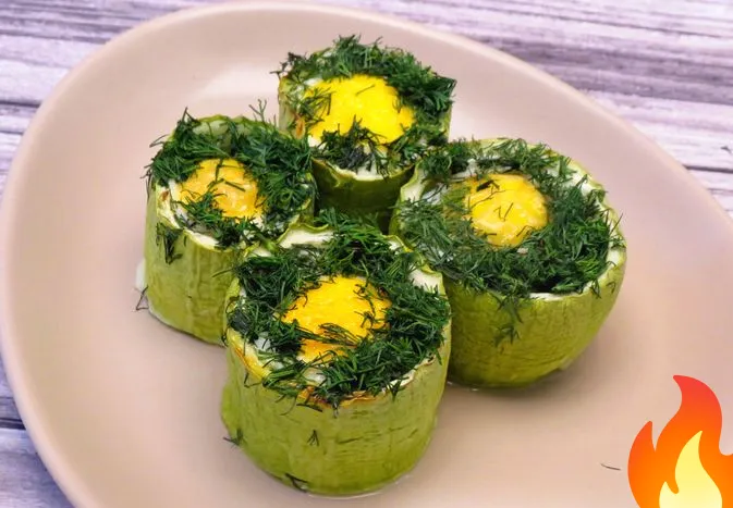 Постер Яйца, запечённые в кабачке