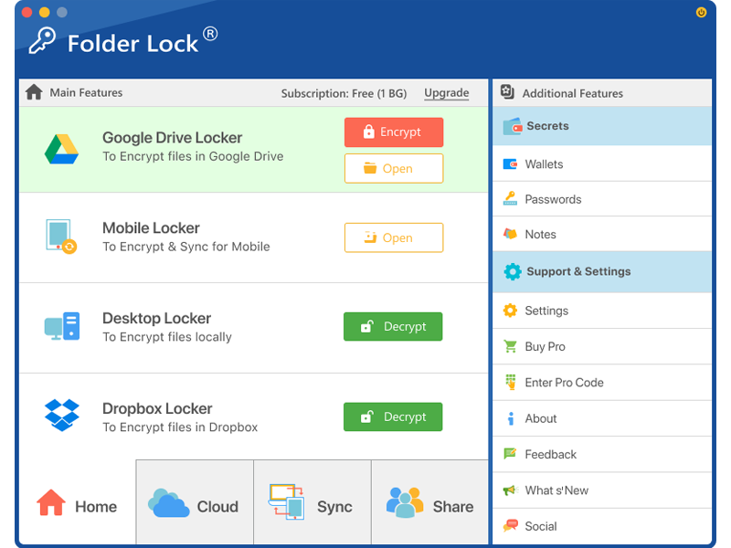 Folder Lock 10 interface running on macOS