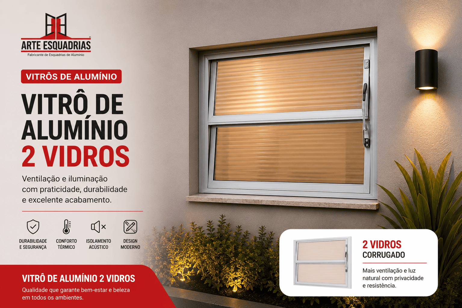 Vitrô de Aluminio 2 vidros