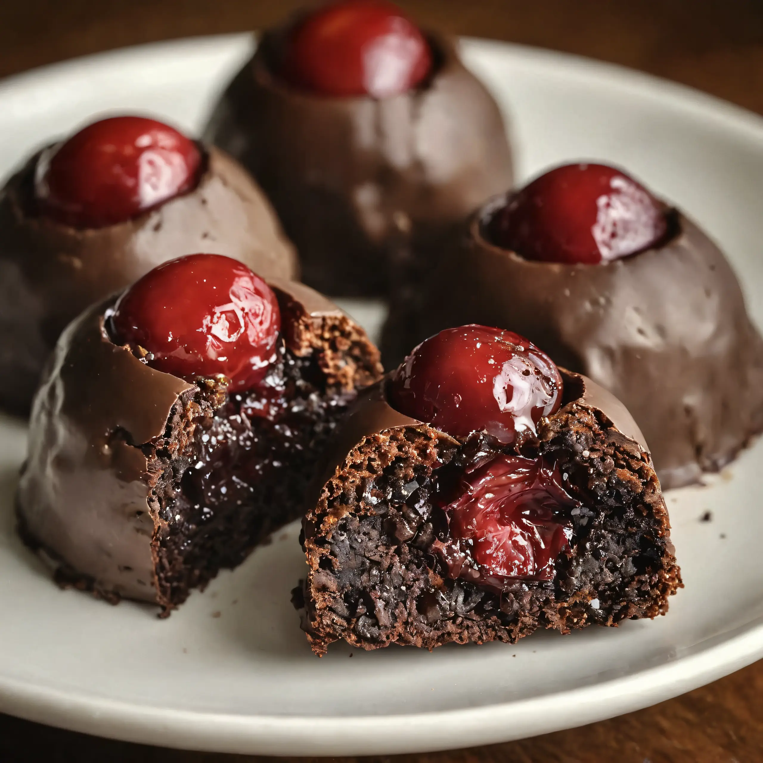 Rich Chocolate Covered Cherry Brownie Bombs