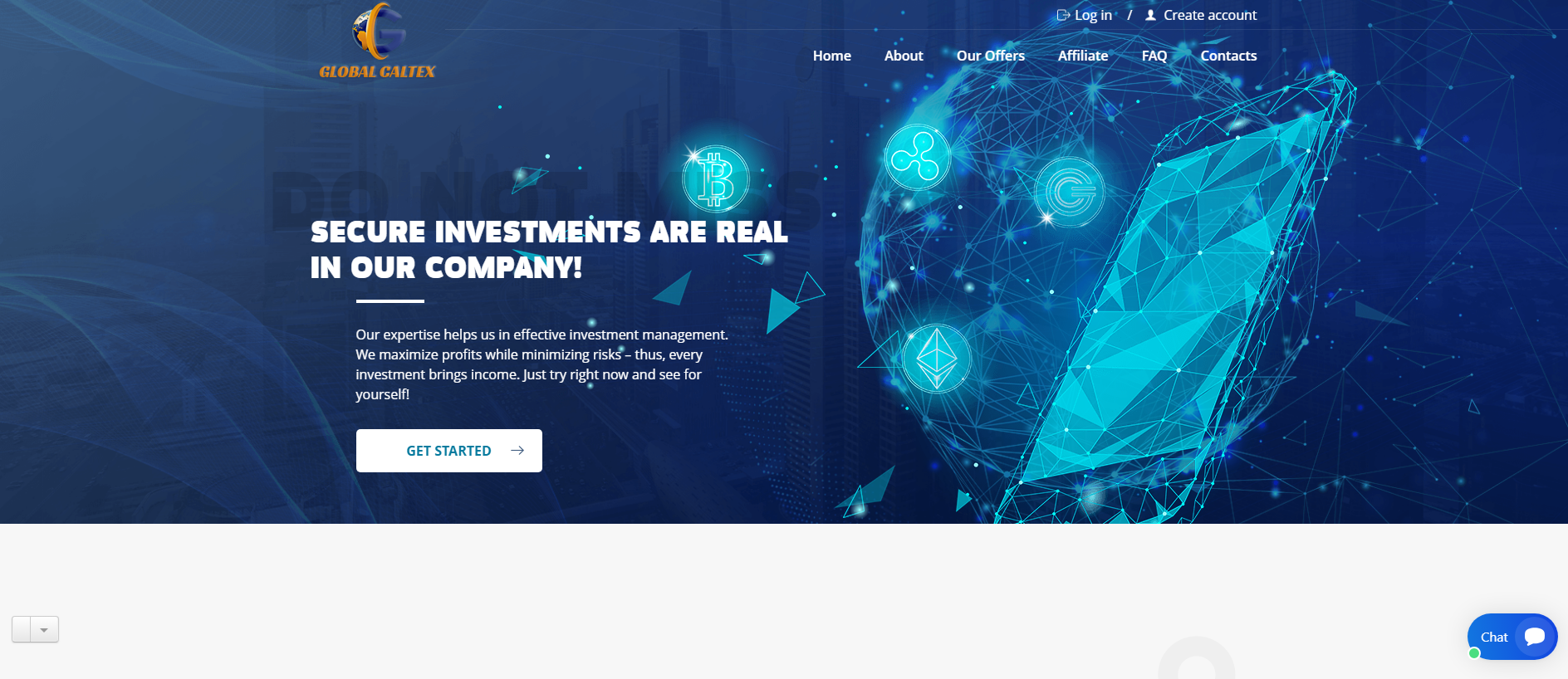 Forensic screenshot of globalcaltex.com showing the phishing page layout