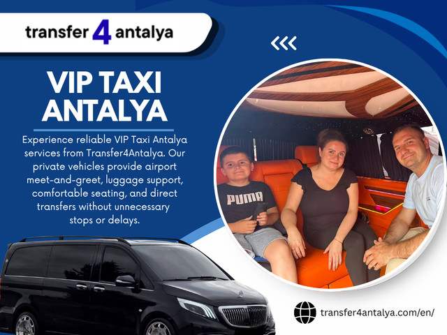 One reason travelers increasingly choose vip taxi Antalya is its simplicity. Instead of changing between different transportation methods, door-to-door service allows visitors to travel directly toward their accommodation. This becomes particularly useful when, Arriving late at night, Visiting Antalya for the first time, Carrying heavy luggage, Traveling with children or older family members. Removing unnecessary travel steps makes the overall experience much more comfortable.

Address: Güzelyurt, 206. Sk. No:2, 07112 Aksu/Antalya
Phone: +905370463824

For More Information: https://transfer4antalya.com/en/

Read Our Blogs:
https://transfer4antalya.tumblr.com/
https://transfer4antalya.brushd.com/
https://transfer4antalya.medium.com/vip-taxi-antalya-051f9c47775f

Related Links:
https://beacons.ai/transfer4antalya
https://vimeo.com/transfer4antalya
https://speakerdeck.com/transfer4antalya