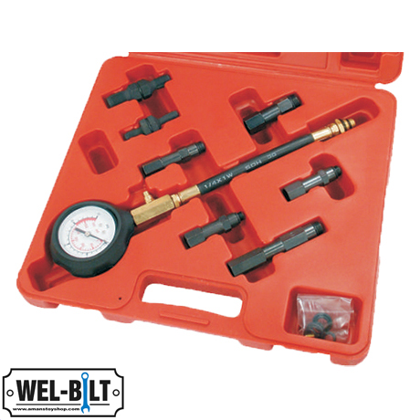 Petrol Engine Compression Tester Kit, Adaptor Sizes 10mm-18mm