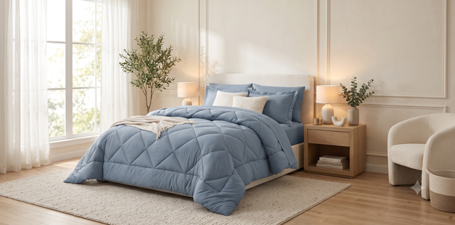 CozyLux Queen Dusty Blue Comforter Set