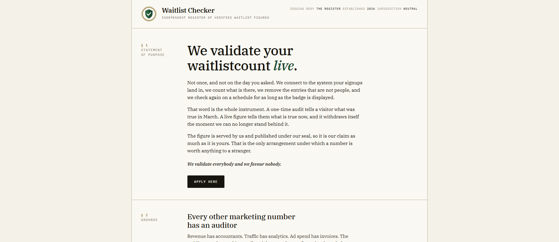 Stored capture of waitlist-checker.com