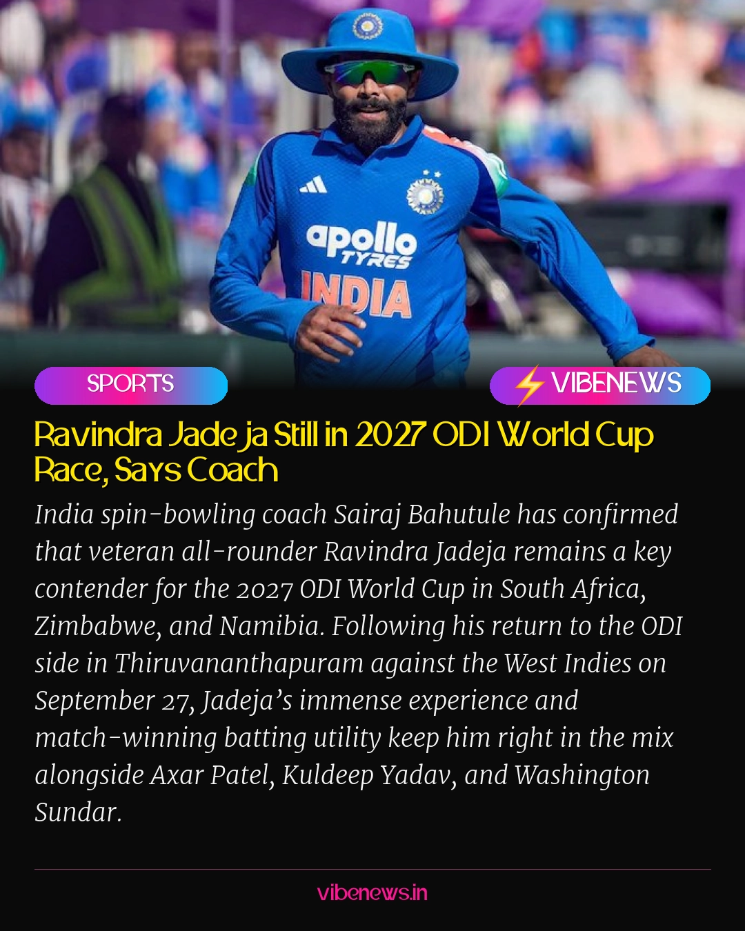 Ravindra Jadeja Still in 2027 ODI World Cup Race, Says Coach