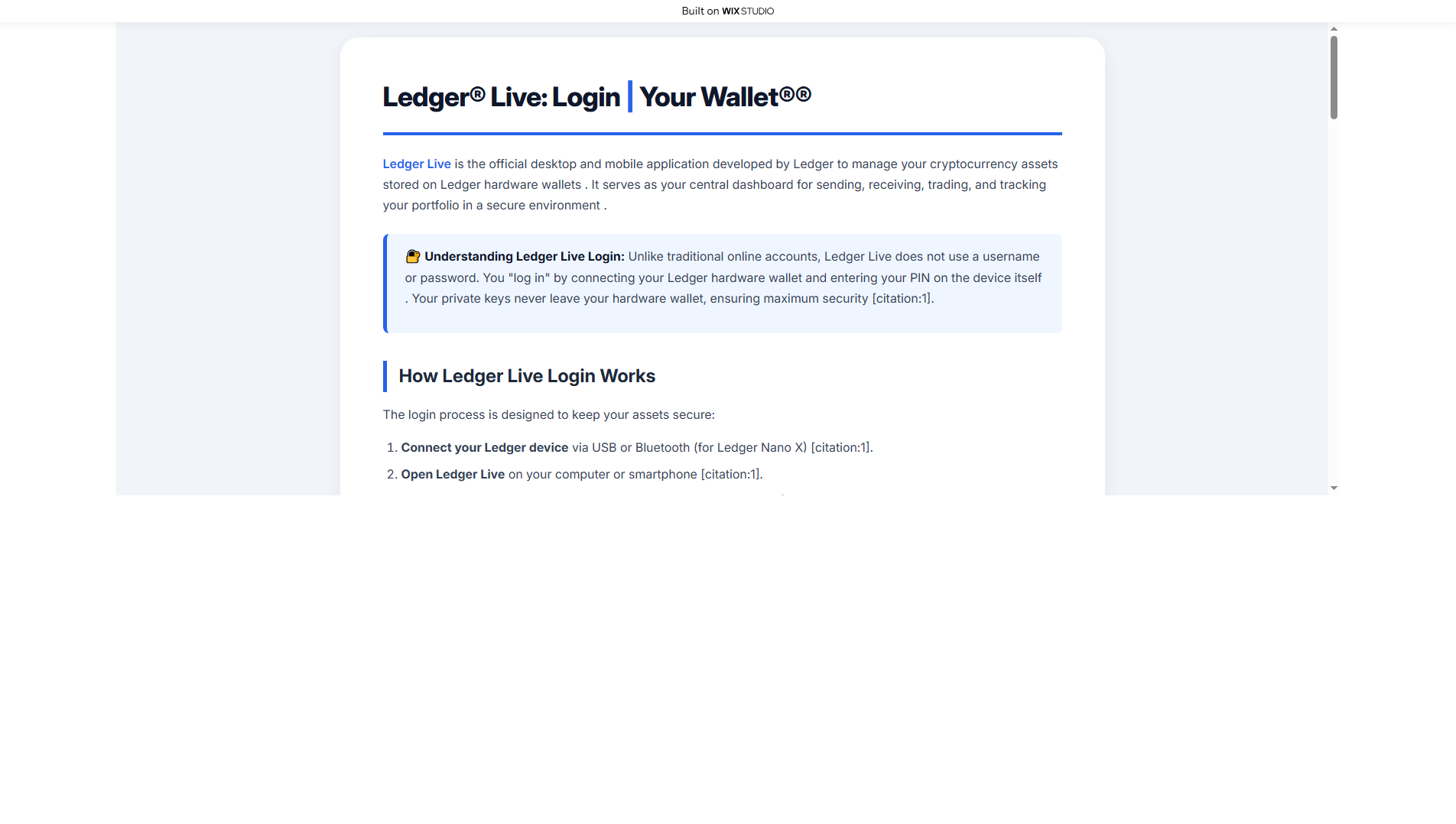 Forensic screenshot of ledagrs-lives.wixstudio.com showing the phishing page layout