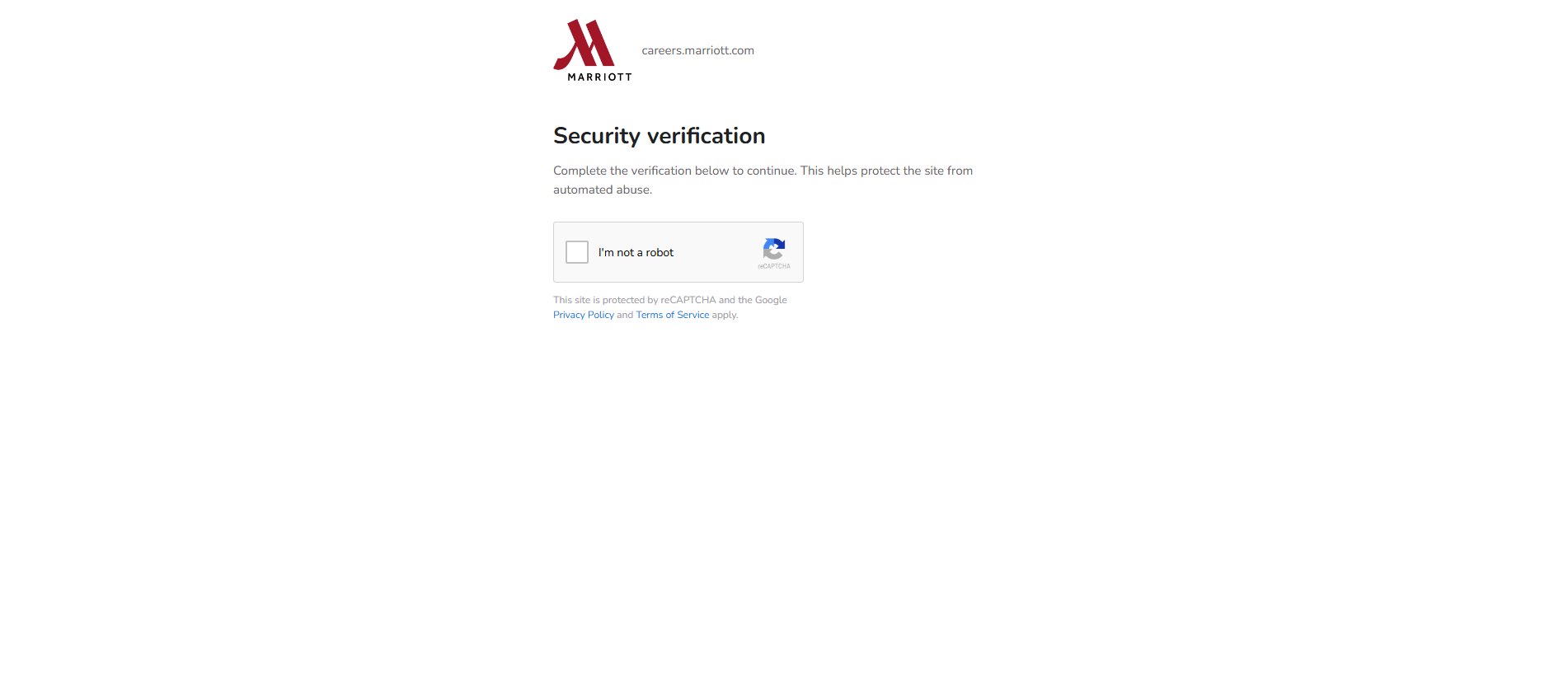 Screenshot of marriott-hiring.com