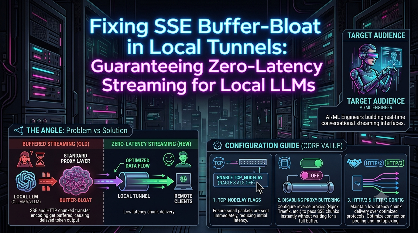 Fixing SSE Buffer-Bloat in Local Tunnels: Guaranteeing Zero-Latency Streaming for Local LLMs
