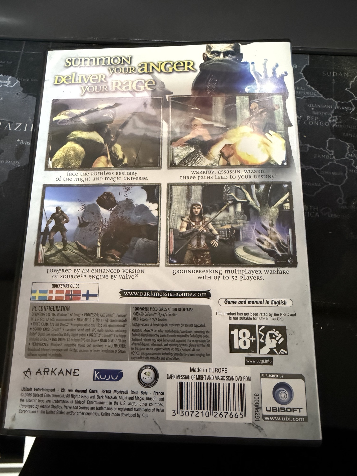 Dark Messiah back cover with multiplayer requirements