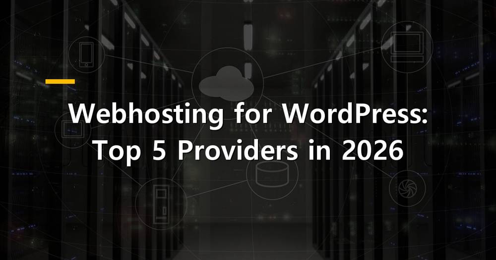 WordPress logo on a server rack representing webhosting