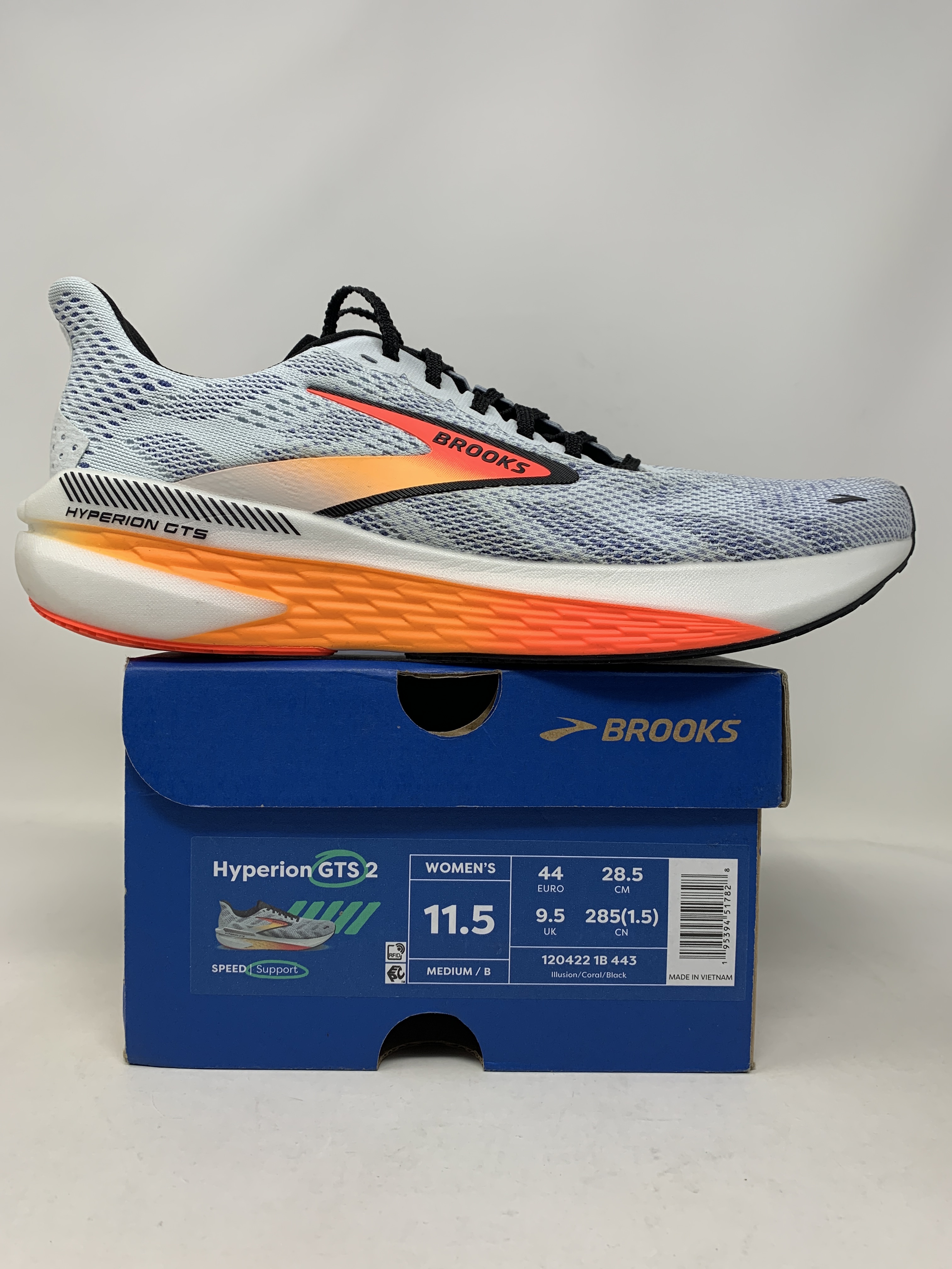 Women's Brooks Hyperion GTS 2, Illusion/Coral/Black, 11.5 B Medium