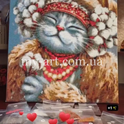 Алмазна мозаїка Brushme Киця Зима 40*50 см на підрамнику (арт. DBS1125)
