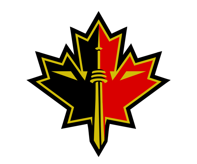 Aiming to be proudly Canadian, this features gold Maple Leaf and CN Tower outline within a black & red background. The triangular markings on either side of the CN tower fill some of the negative space and imply a T shape within the leaf.