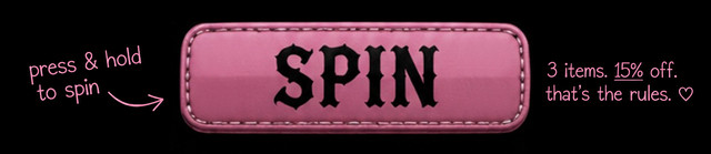 Press and hold to spin. Three items, 15% off.