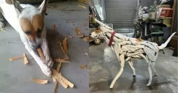 Artist Creates Touching Driftwood Memorial for Beloved Canine Companion