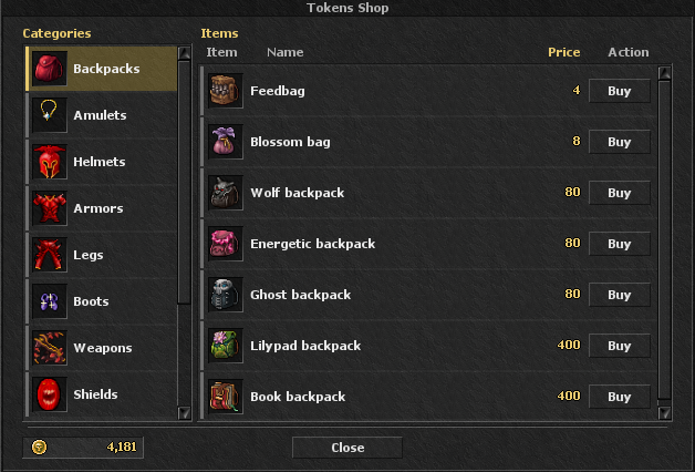 Tokens shop window