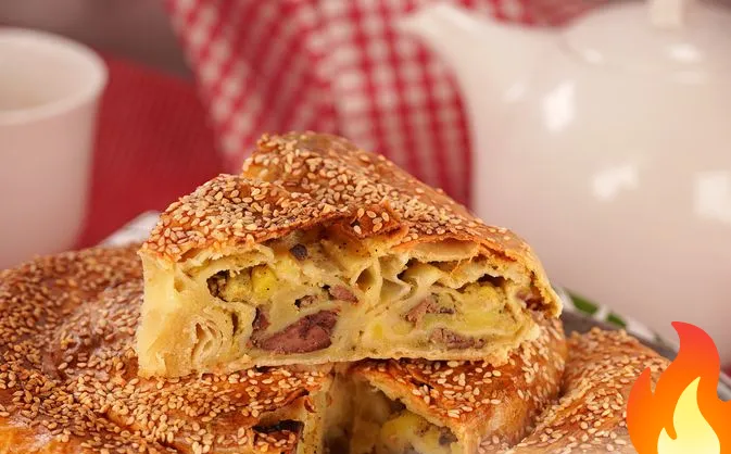 Фото Слоёная вертута с картошкой и куриной печенью