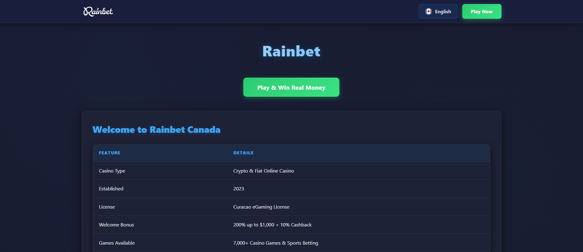 Forensic screenshot of rainbet.inc showing the phishing page layout