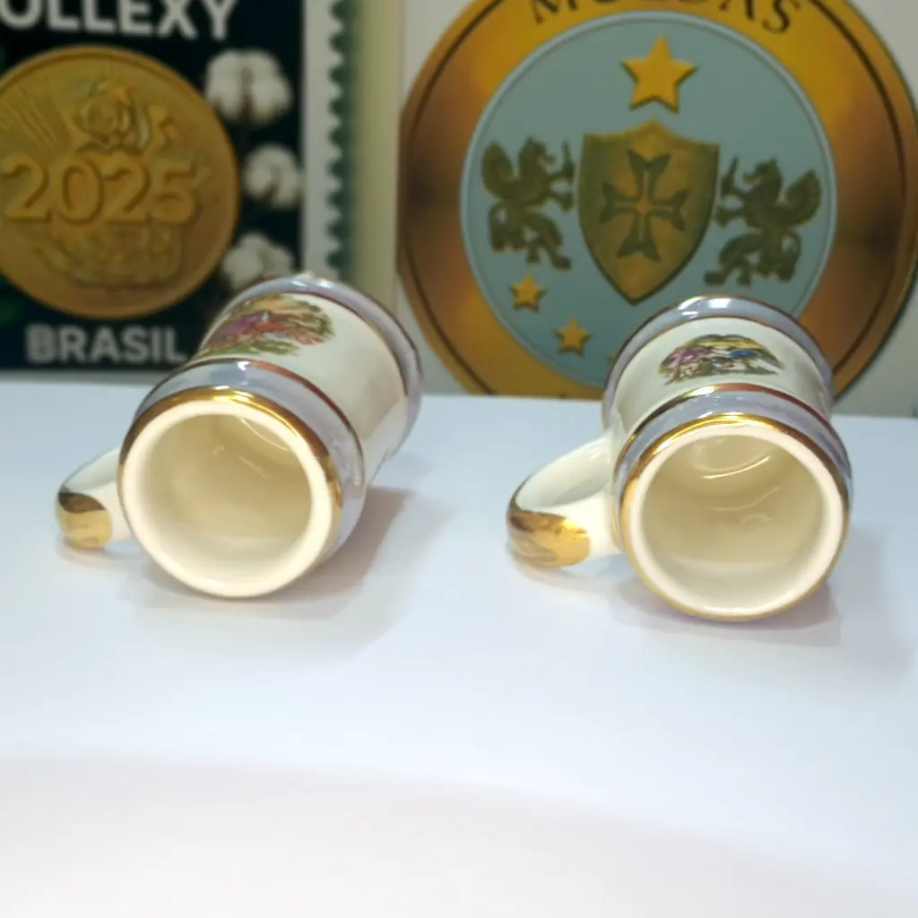 Par Mini Canecas Porcelana Condessa Blumenau SC Vintage Coleção Rara. - Foto 5