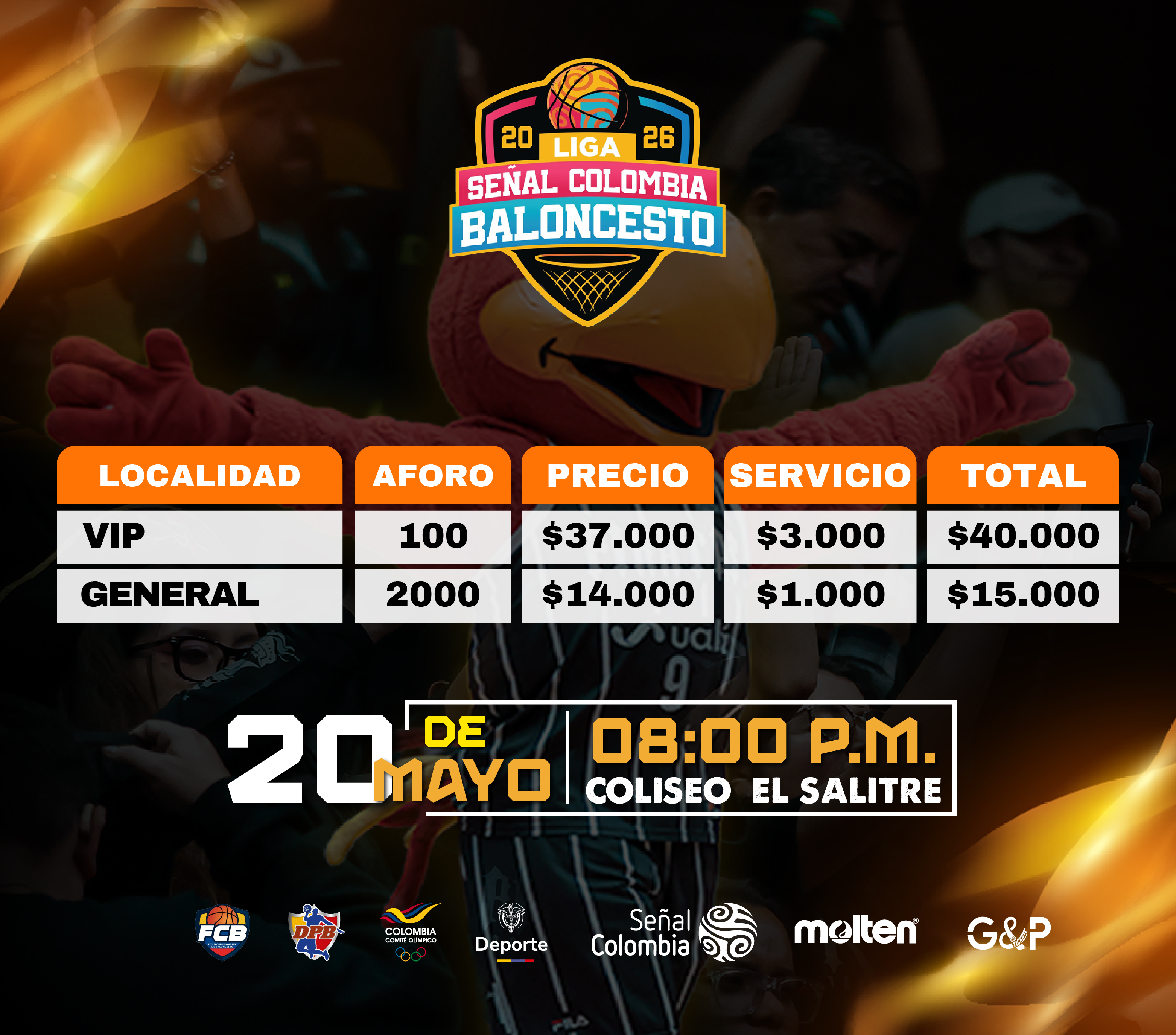 Tabla de precios Piratas vs Cimarrones