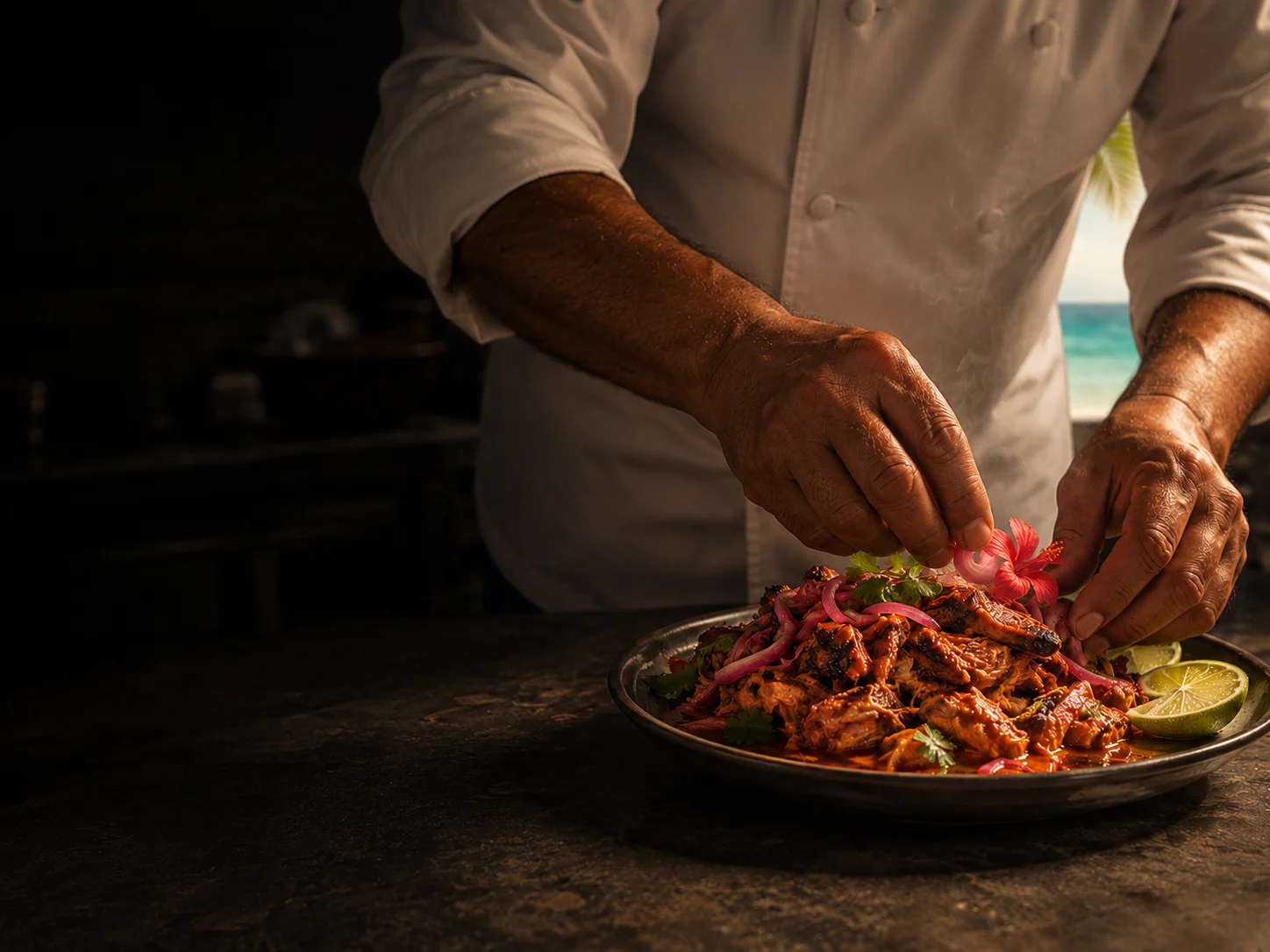 Chef Edgar Olguin preparando cocina mexicana tradicional