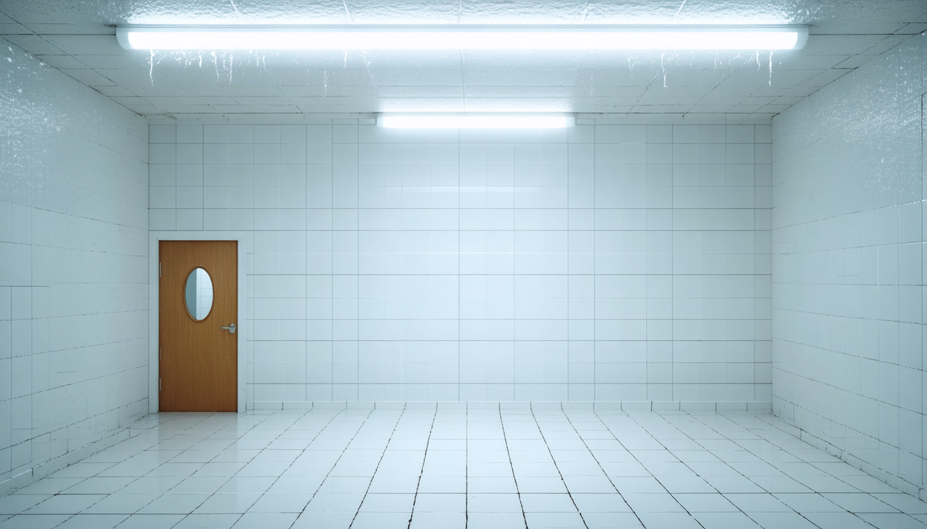 A pristine white room where no one is performing and no strategy is being announced.