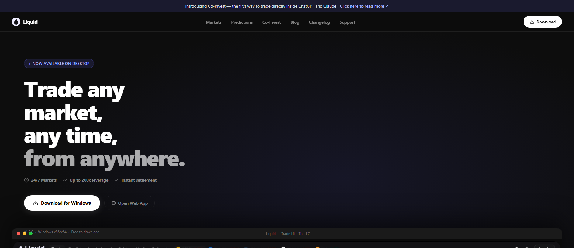 Forensic screenshot of liquidtradingdesktop.com showing the phishing page layout