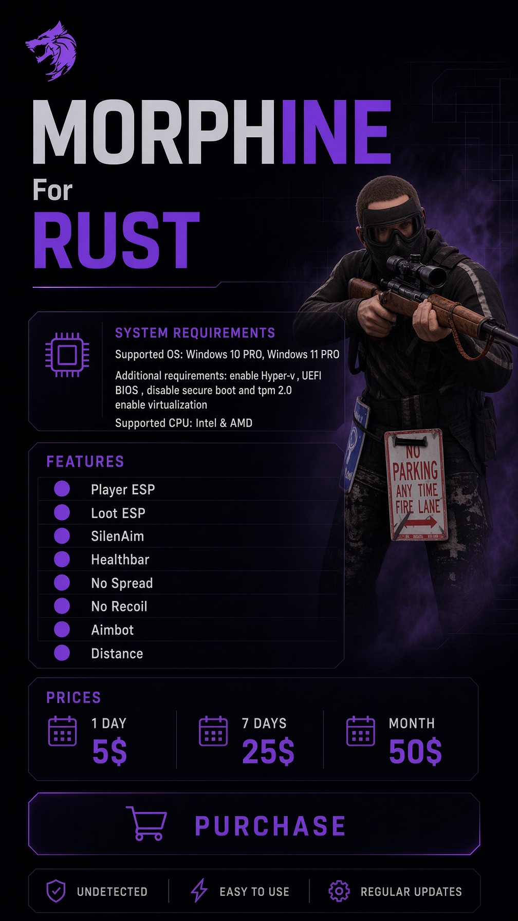 Morphine Cheat for Rust (Esp, Loot, Healthbar, Aimbot, No Recoil)