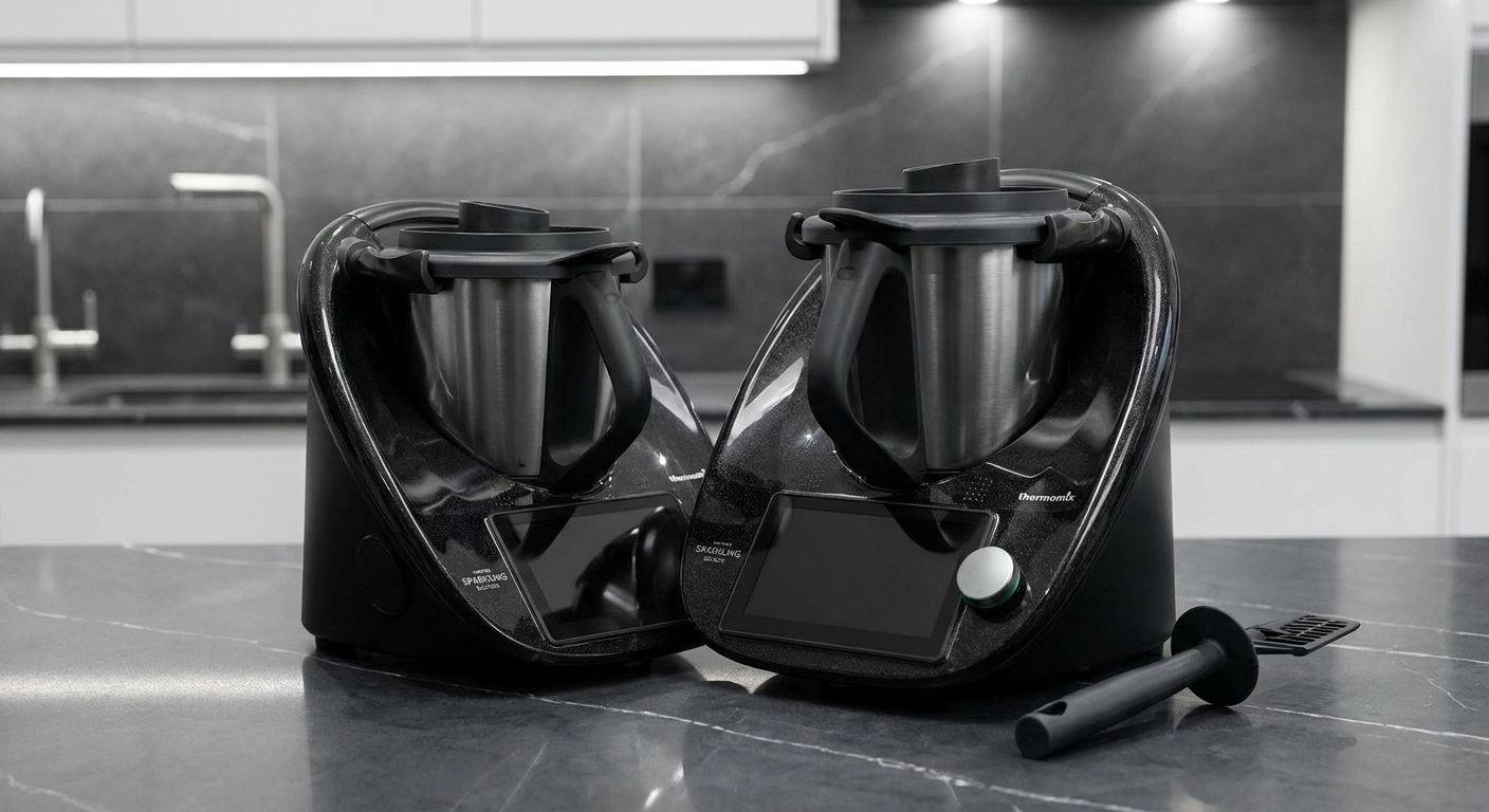 Czarny thermomix tm6 edycja limitowana w kuchni.